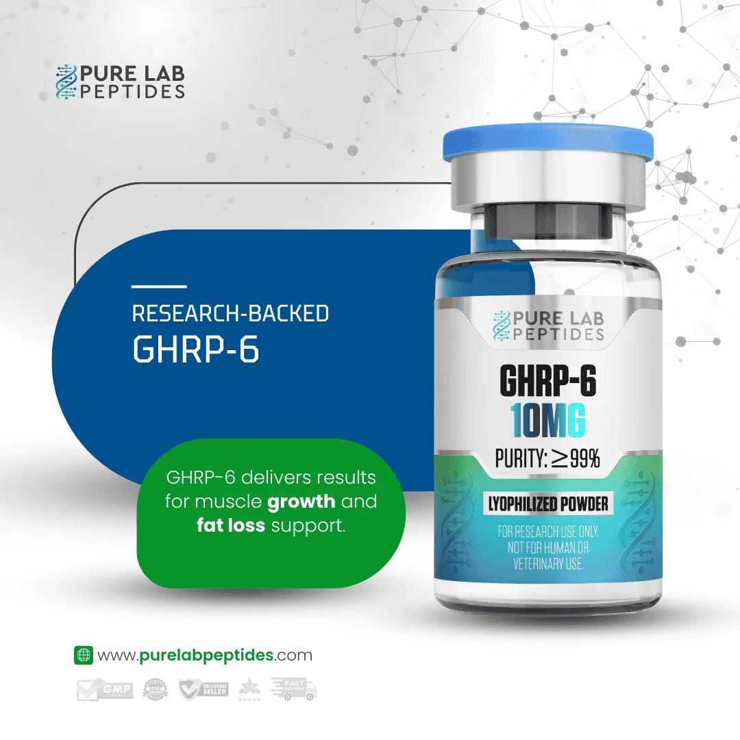 GHRP-6_6 Okanogan Peptides GHRP-6 10mg lyophilized powder for muscle growth and fat loss support.