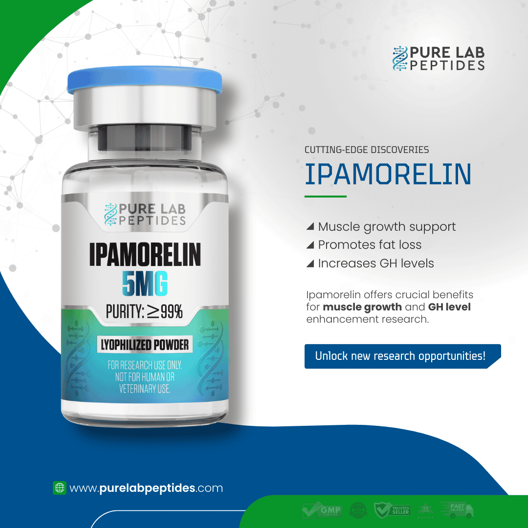Ipamorelin_9 Okanogan Peptides Ipamorelin 5mg bottle for research use promoting muscle growth and fat loss.