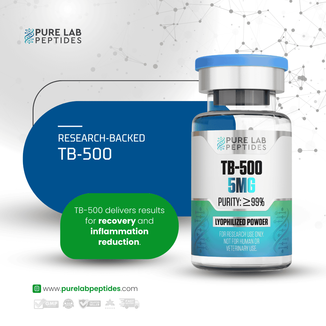TB-500_6 TB-500 peptide bottle from Okanogan Peptides for research use, showing its purity and benefits.